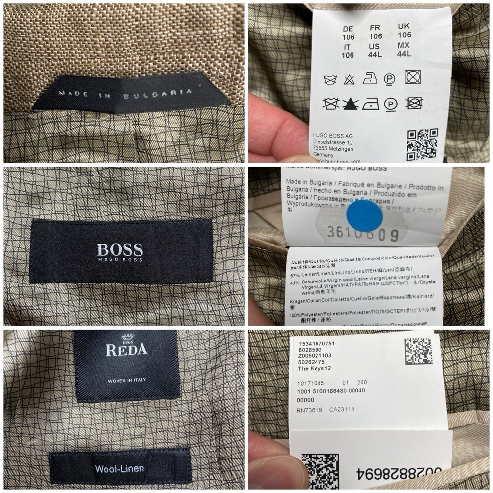Hugo Boss TheKeys12 Blazer Sport Coat 44L 2B2V Reda Linen Wool Brown - Picture 9 of 10
